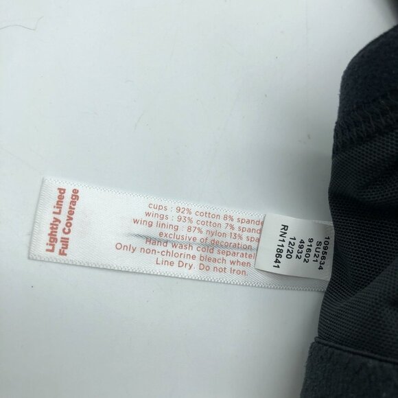 Cacique Lightly Lined Full Coverage Bra Black Cotton & Spandex 46C - Picture 4 of 4